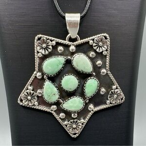 ⭐️ Paloma Turquoise Sterling Silver 925 Star Necklace Pendant Handmade Flowers